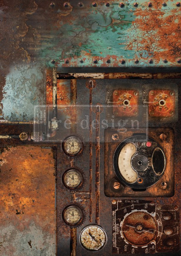 A1 Decoupage fiberpapper Aged Machinery Elegance - 60 x 85 cm